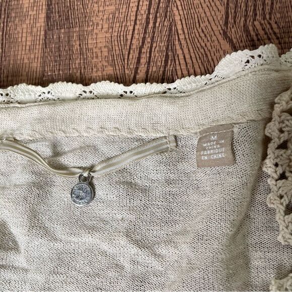Vintage Anthropologie Knitted Knotted Cobbled Roads‎ Crochet Doily Cardigan M - Picture 5 of 10